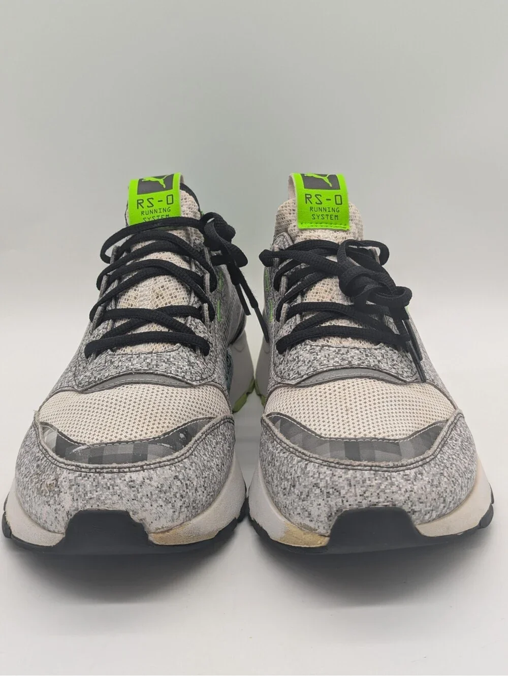 Mens Size 11.5 Puma RS-0 Game Restart Binary Green Gray White Shoes 367969-01